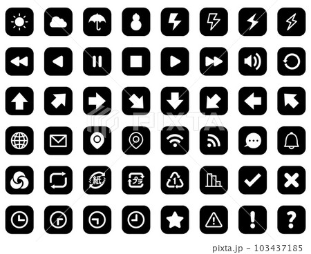 各種アイコン詰め合わせ 四角 - 黒 103437185