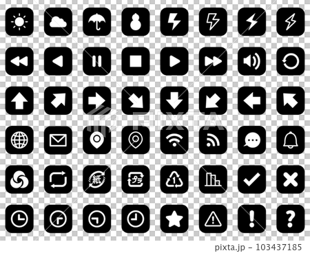 各種アイコン詰め合わせ 四角 - 黒 103437185