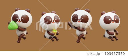 Cute panda cartoon character set 103437570