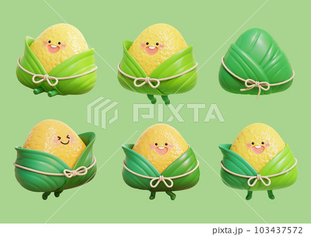 Cute zongzi cartoon characters Cute zongzi cartoon characters 103437572