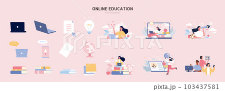 Online education element set Online education element set 103437581