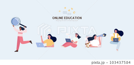 Online education element set Online education element set 103437584
