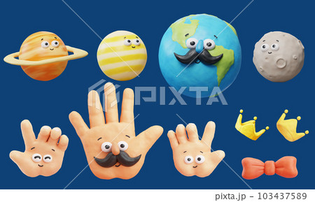 Cute plasticine texture element set 103437589