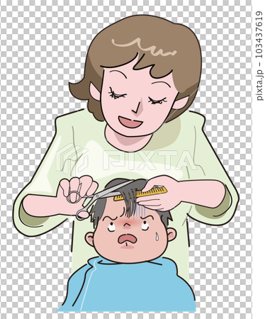 ママの散髪-最初は不安 ママの散髪-最初は不安 103437619