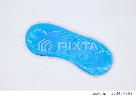 Blue cold eye pack on white background,top view 103437852