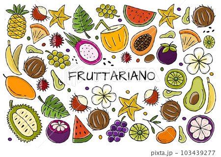 Tropical fruits. Horizontal card design with place for your text 103439277
