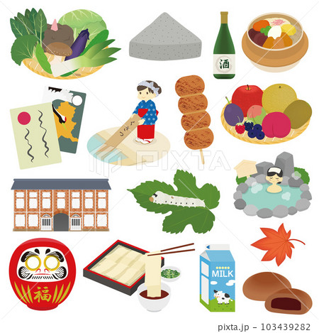 群馬県の名物のイラストセット 103439282