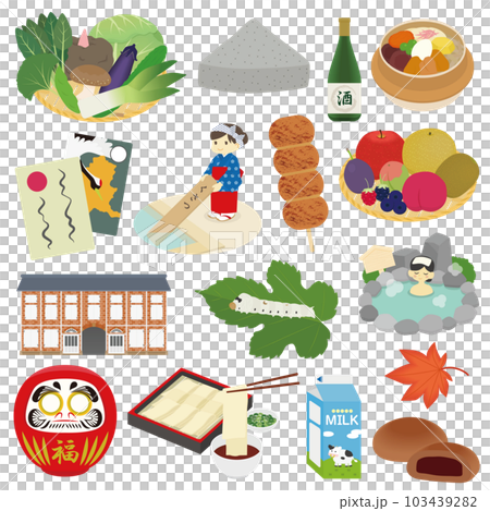 群馬県の名物のイラストセット 103439282