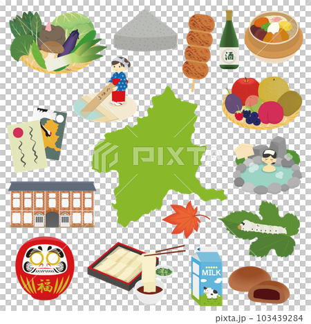 群馬県の名物のイラストセット 群馬県の名物のイラストセット 103439284