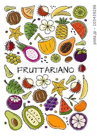 Tropical fruits. Vertical card design with place for your text 103439286