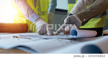 Project team of engineers and architects planing for new project, Business construction concepts Project team of engineers and architects planing for new project, Business construction concepts 103439802
