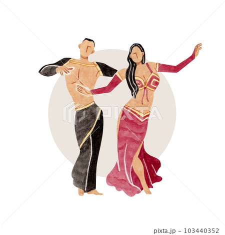 ベリーダンス ダンス 人物 水彩 イラストのイラスト素材 [103440352