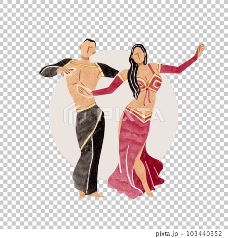 ベリーダンス ダンス 人物 水彩 イラストのイラスト素材 [103440352