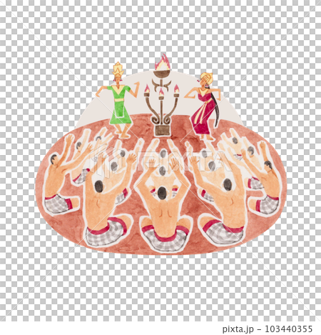 ケチャ　ダンス　人物　水彩 イラスト 103440355