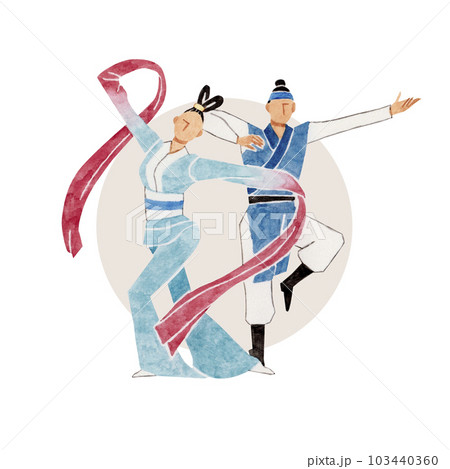 只今特別値下【レア】絵画　ダンス　ラテンダンス　踊りの絵 　 舞踏会　舞踊　大判 中国舞踊 ダンス 人物 水彩 イラストのイラスト素材 [103440360] - PIXTA