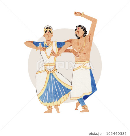 オディッシー インド ダンス　人物　水彩 イラスト 103440385