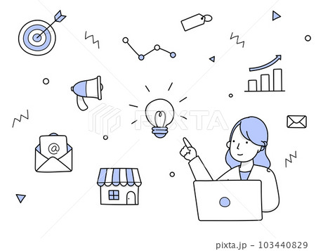 手描きラインアート｜マーケティングとブランディングの違い 103440829