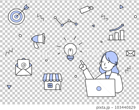 手描きラインアート｜マーケティングとブランディングの違い 103440829