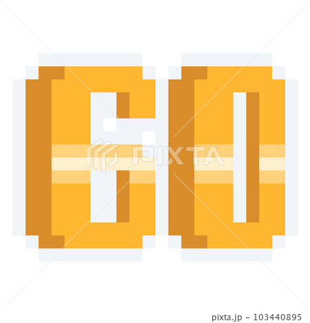 Pixel art gold number 60 icon. 103440895