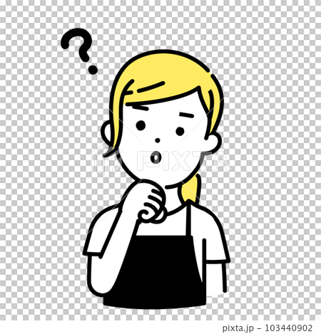 かわいい人物のイラストシリーズ _ 女性の店員_ 疑問 103440902