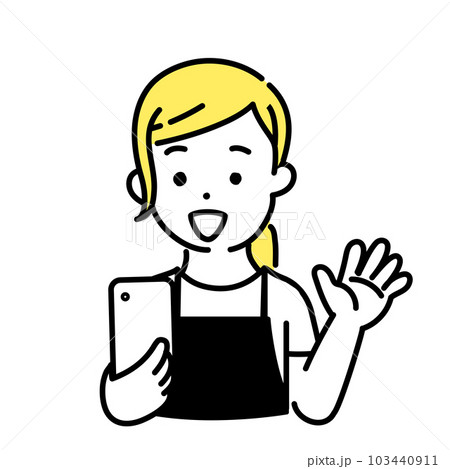 かわいい人物のイラストシリーズ _ 女性の店員_ 楽しい 103440911