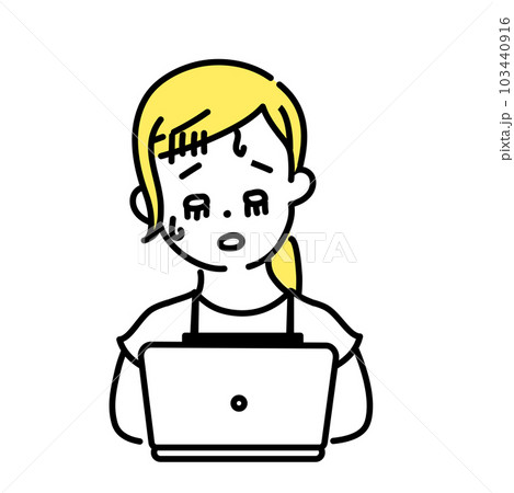 かわいい人物のイラストシリーズ _ 女性の店員_ 疲れた 103440916