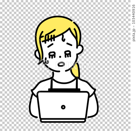 かわいい人物のイラストシリーズ _ 女性の店員_ 疲れた 103440916