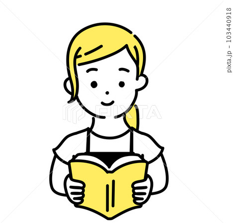 かわいい人物のイラストシリーズ _ 女性の店員_ 読書 103440918