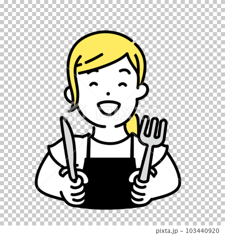 Illustration series of cute people _ female clerk _ eating Illustration series of cute people _ female clerk _ eating 103440920