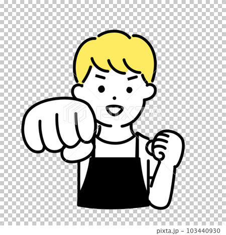 かわいい人物のイラストシリーズ _ 男性の店員_ パンチ 103440930