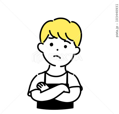 かわいい人物のイラストシリーズ _ 男性の店員_ 疑問 103440931