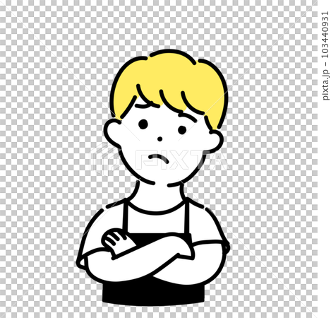 かわいい人物のイラストシリーズ _ 男性の店員_ 疑問 103440931