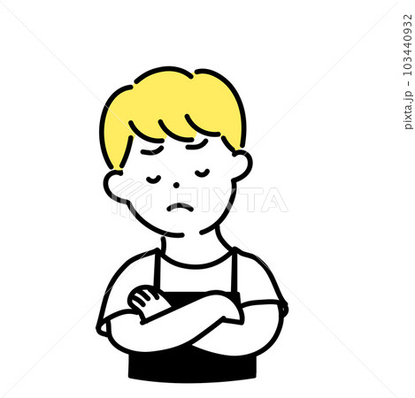 かわいい人物のイラストシリーズ _ 男性の店員_ 考える 103440932