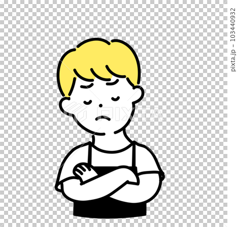 かわいい人物のイラストシリーズ _ 男性の店員_ 考える 103440932
