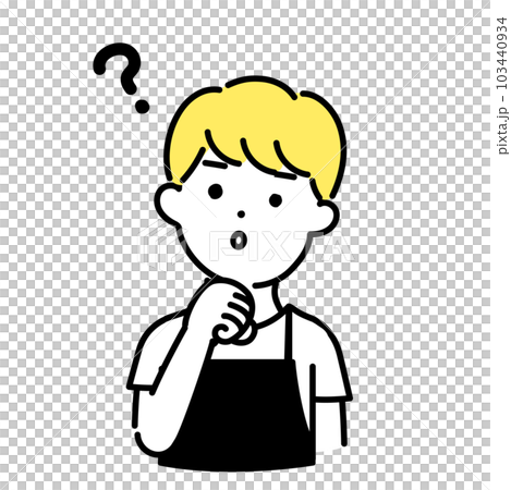 かわいい人物のイラストシリーズ _ 男性の店員_ 疑問 103440934