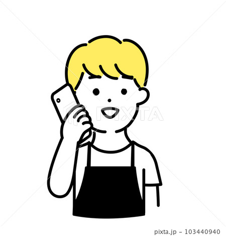 かわいい人物のイラストシリーズ _ 男性の店員_ コミュニケーション 103440940