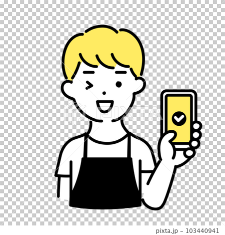 かわいい人物のイラストシリーズ _ 男性の店員_ OK 103440941