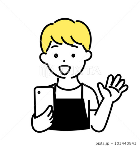 かわいい人物のイラストシリーズ _ 男性の店員_ 楽しい 103440943