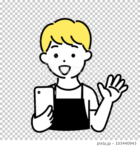 かわいい人物のイラストシリーズ _ 男性の店員_ 楽しい 103440943