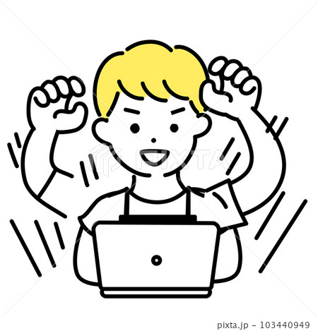かわいい人物のイラストシリーズ _ 男性の店員_ 捗る 103440949