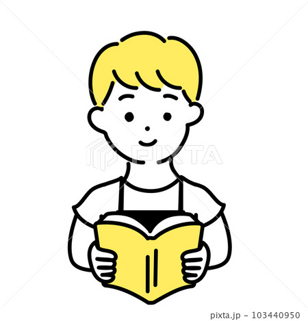 かわいい人物のイラストシリーズ _ 男性の店員_ 読書 103440950