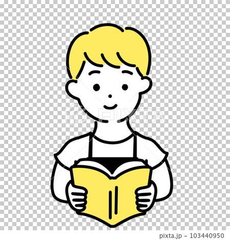 かわいい人物のイラストシリーズ _ 男性の店員_ 読書 103440950