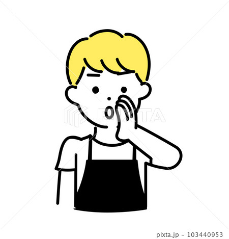 かわいい人物のイラストシリーズ _ 男性の店員_ 内緒話 103440953