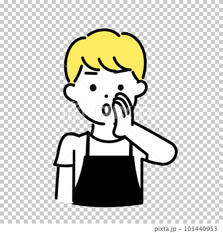 かわいい人物のイラストシリーズ _ 男性の店員_ 内緒話 103440953