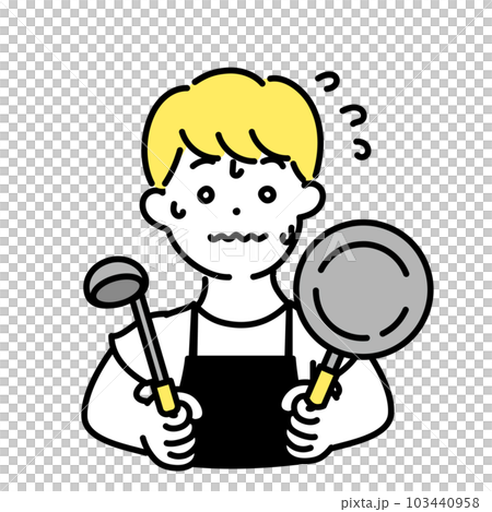 Illustration series of cute people _ male clerk _ cooking Illustration series of cute people _ male clerk _ cooking 103440958