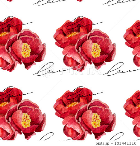 watercolor illustration pattern thin-leaved peonies on a white background watercolor illustration pattern thin-leaved peonies on a white background 103441310