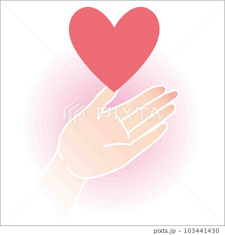 手のひらにハートを乗せる 103441430