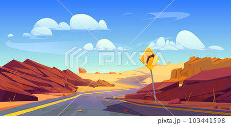Curve desert road landscape vector background 103441598
