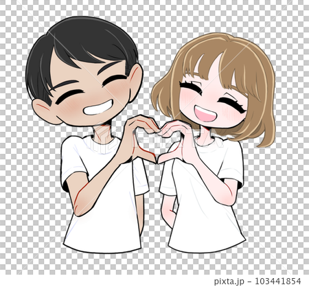 A couple making a heart mark with a smile 103441854