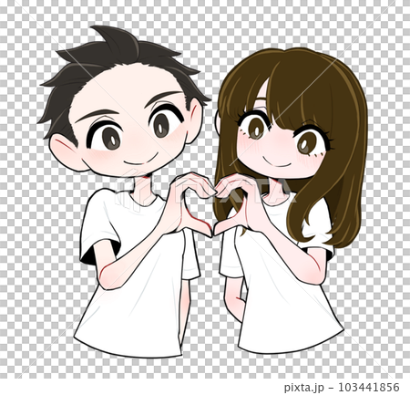 Transgender man and woman couple making heart symbol Transgender man and woman couple making heart symbol 103441856